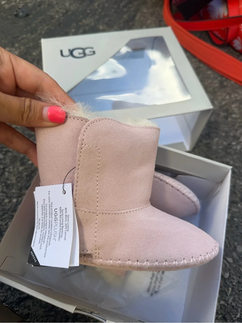 UGG Infant Suede Ankle Booties in Pale Pink